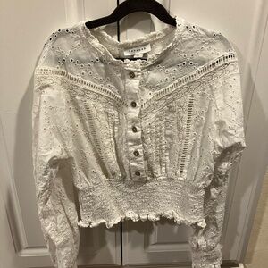 Worn Twice Topshop Cropped Eyelet Shirt/Blouse